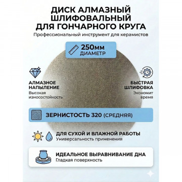 Алмазный шлифовальный диск 250 мм P320 для керамики